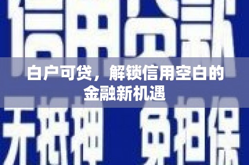 广河白户可贷，解锁信用空白的金融新机遇