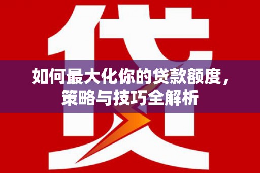 颍泉如何最大化你的贷款额度，策略与技巧全解析