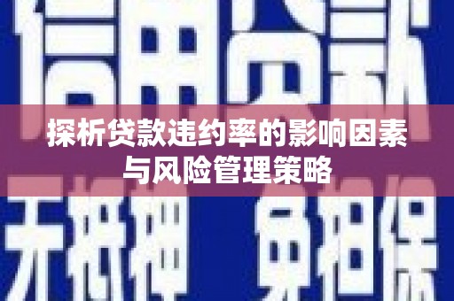 杂多探析贷款违约率的影响因素与风险管理策略