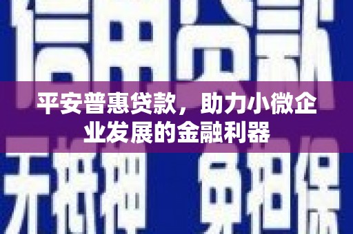 汶川平安普惠贷款，助力小微企业发展的金融利器